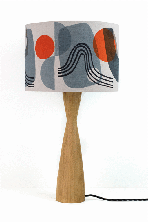 Lampshade (various designs) and oak lamp base